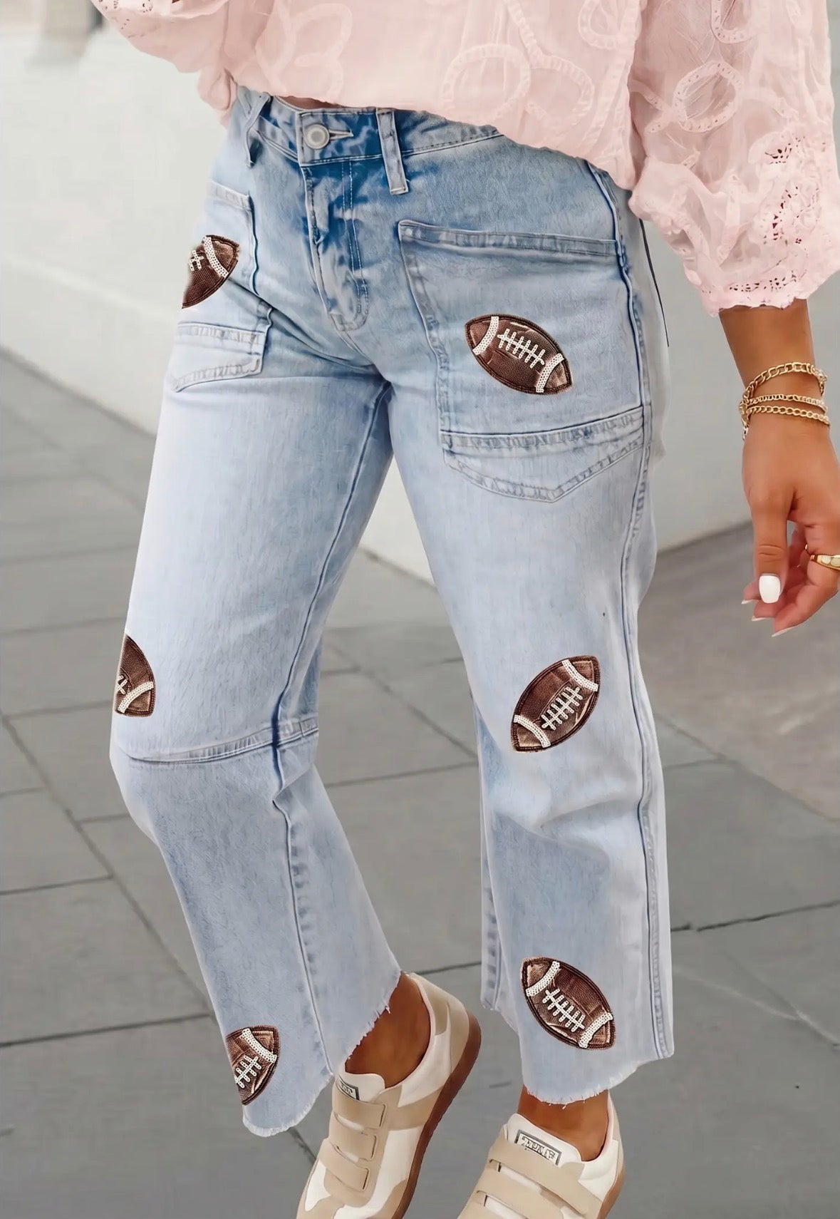 Sequin Patch Game Day Jeans