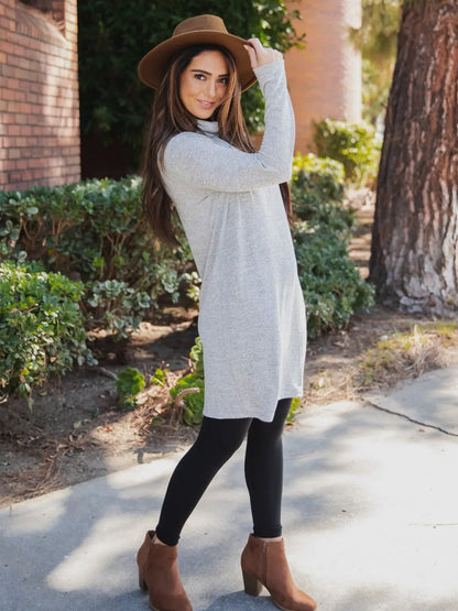Cowl Neck Long Sleeve Dress