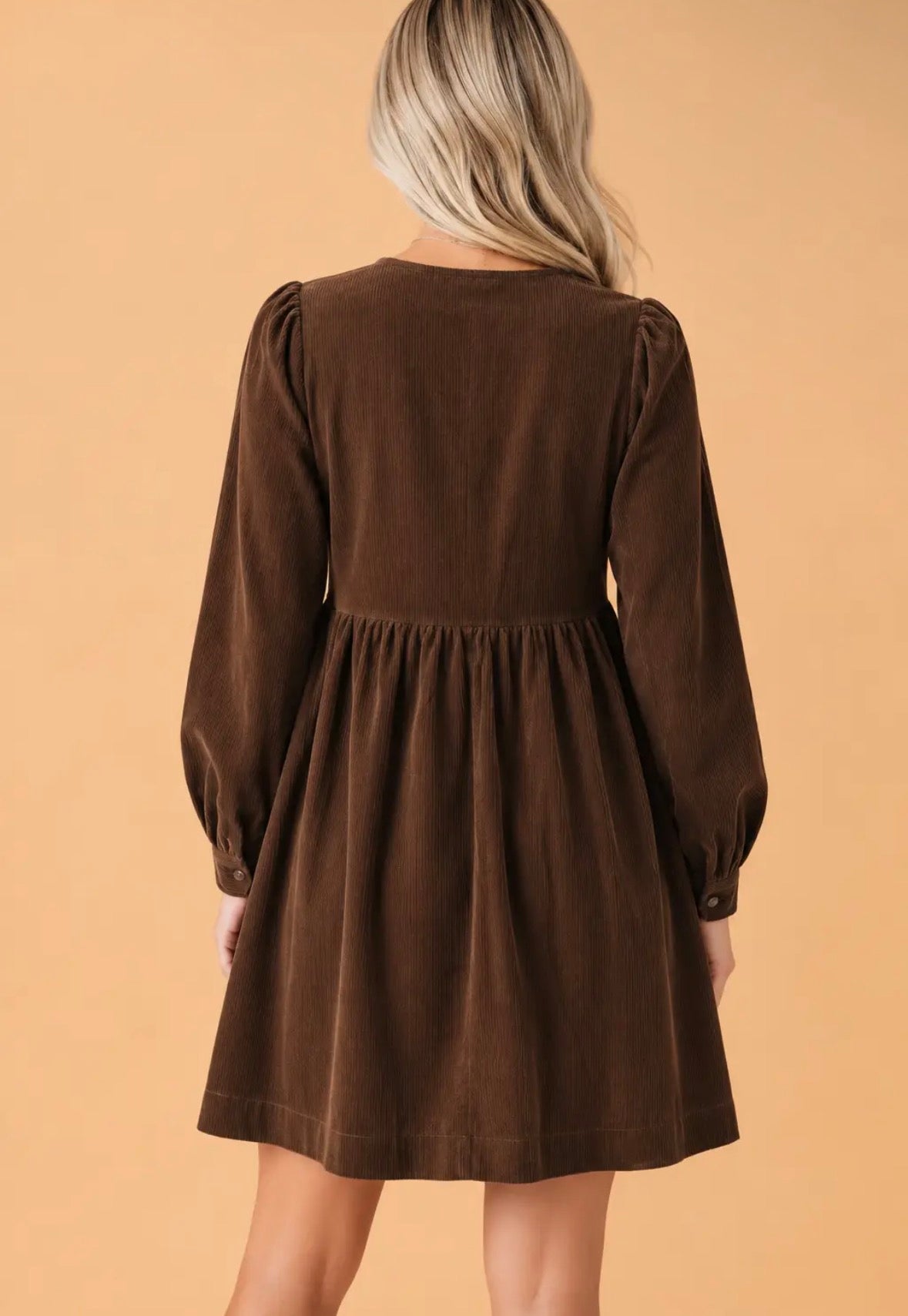 Front Tie Corduroy Dress