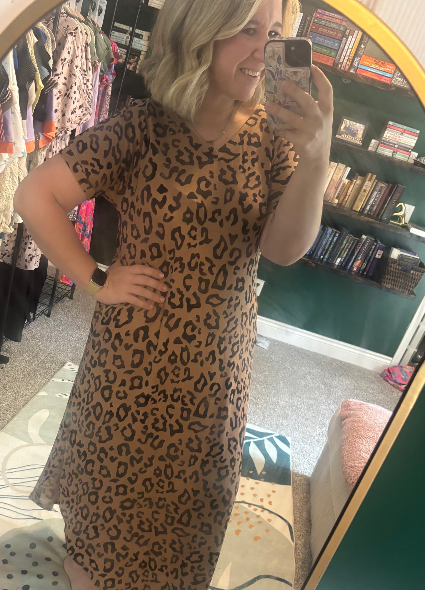 Leopard Relaxed Round Hem Maxi Dress