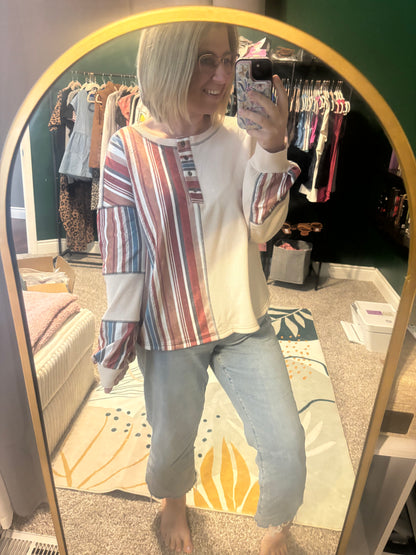 Exposed Seam Patchwork Waffle Top