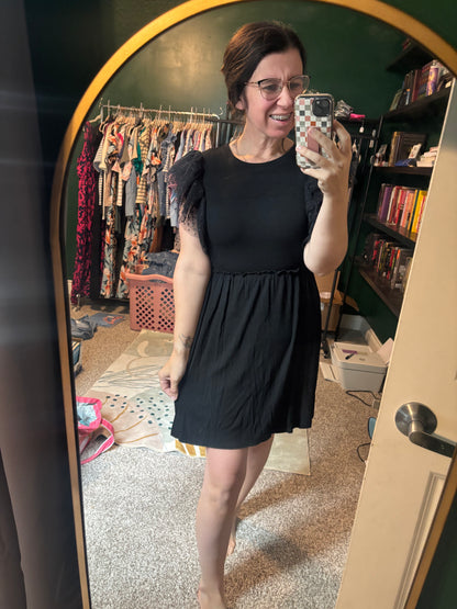 Dotted Mesh Sleeve Dress